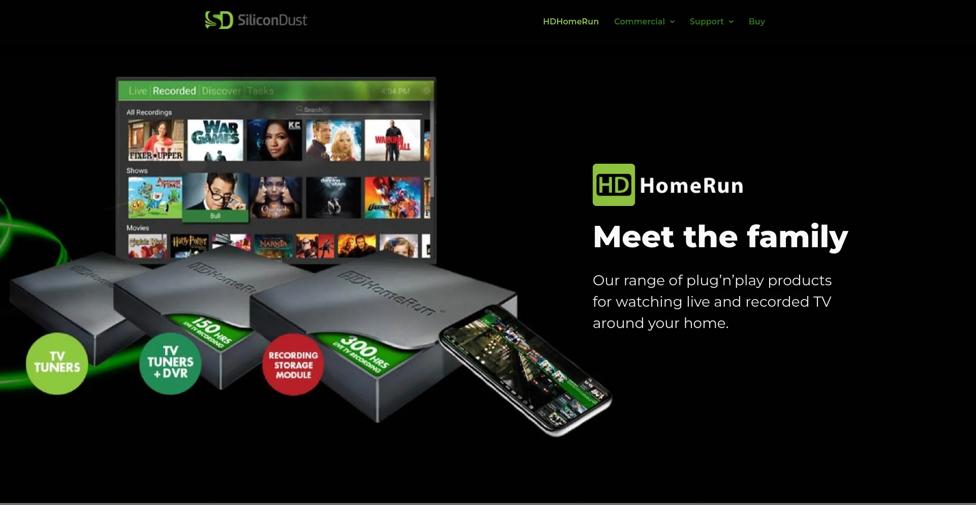 Screenshot of hdhomerun.com homepage