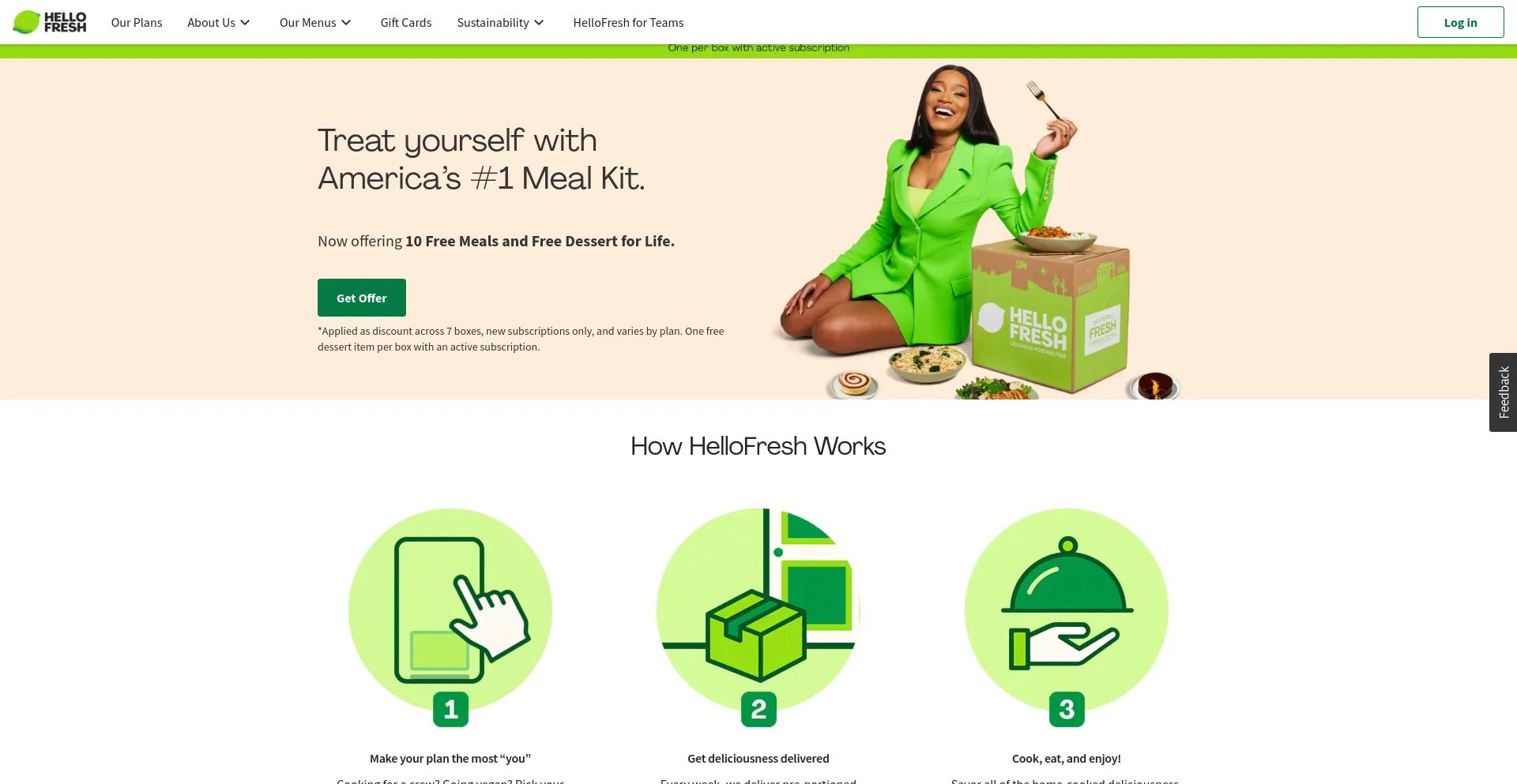 Screenshot of hellofresh.com homepage