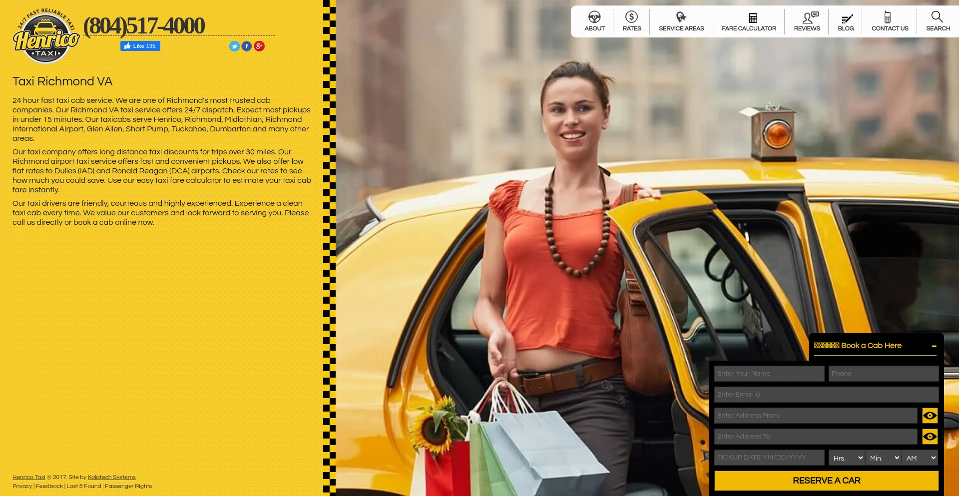 Screenshot of henricotaxi.com homepage