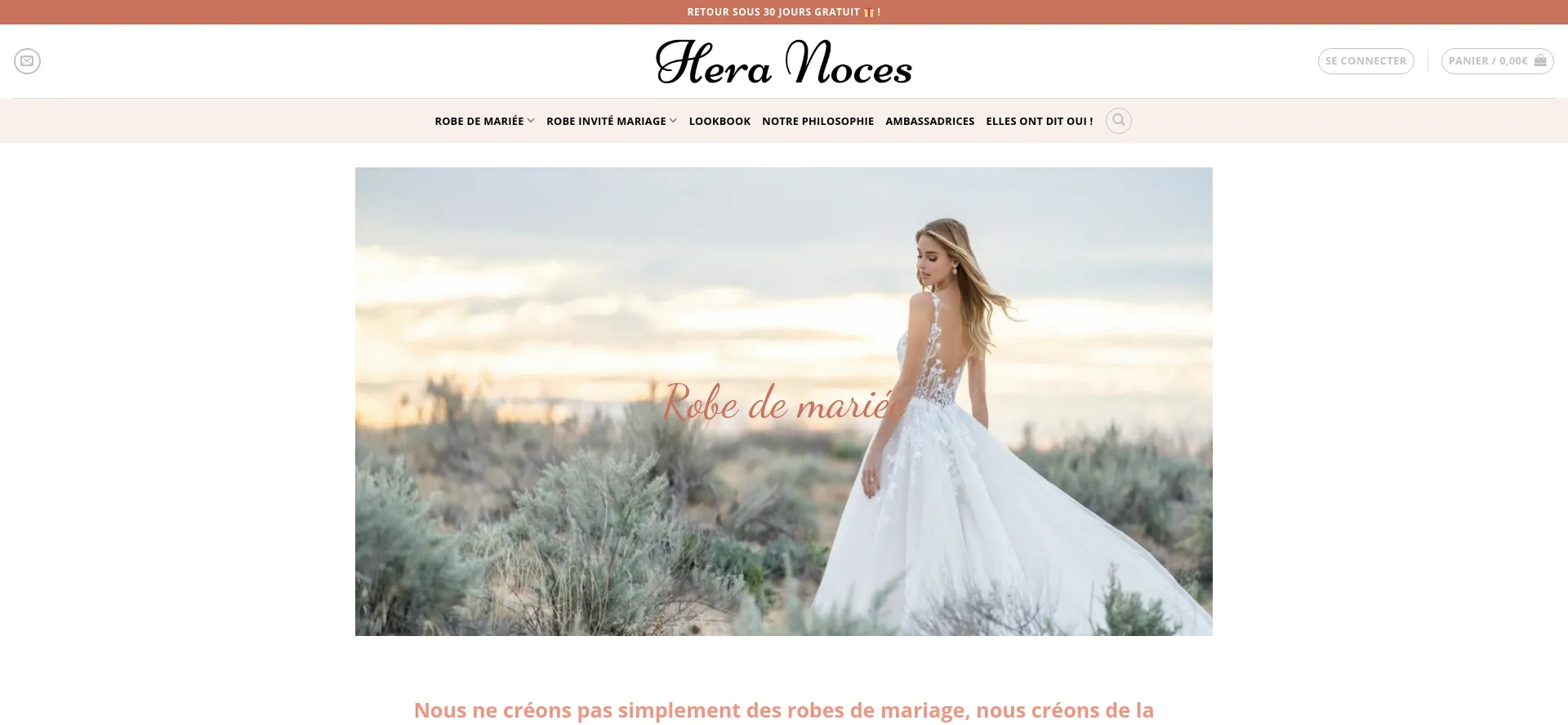 Screenshot of hera-noces.fr homepage