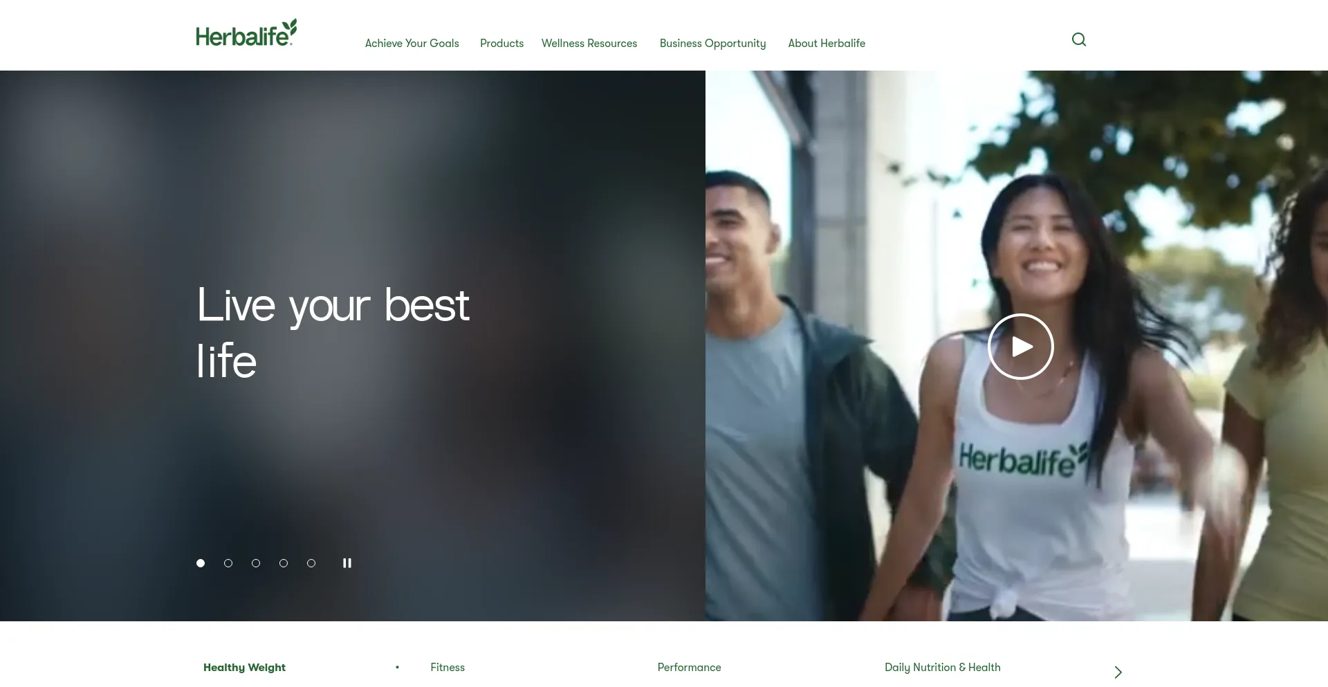 Screenshot of herbalife.com homepage