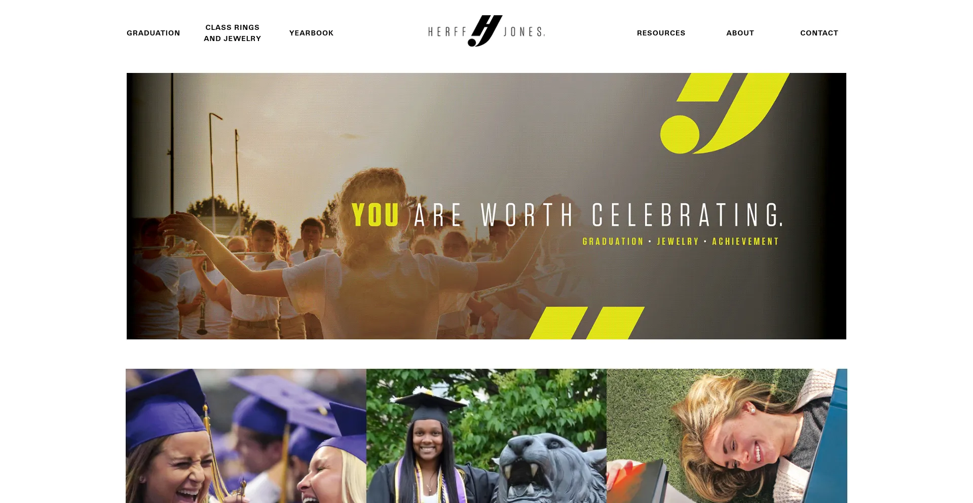 Screenshot of herffjones.com homepage