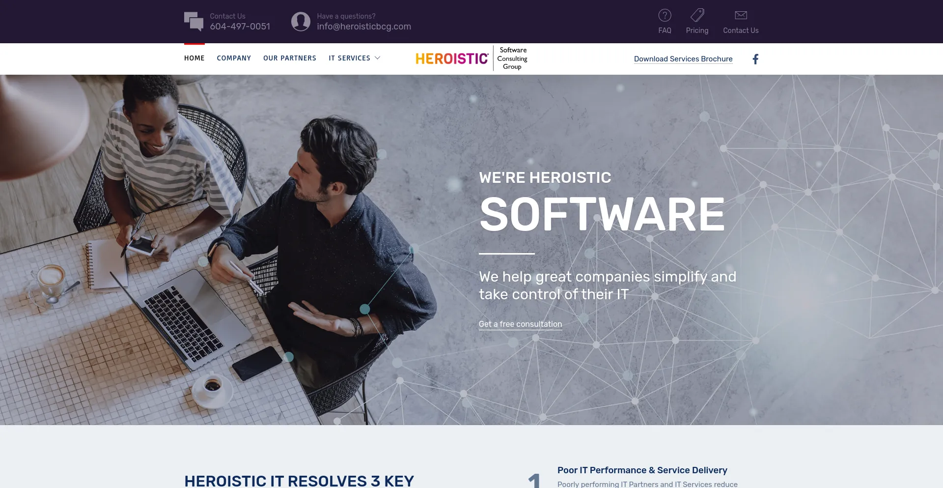 Screenshot of heroisticbcg.com homepage