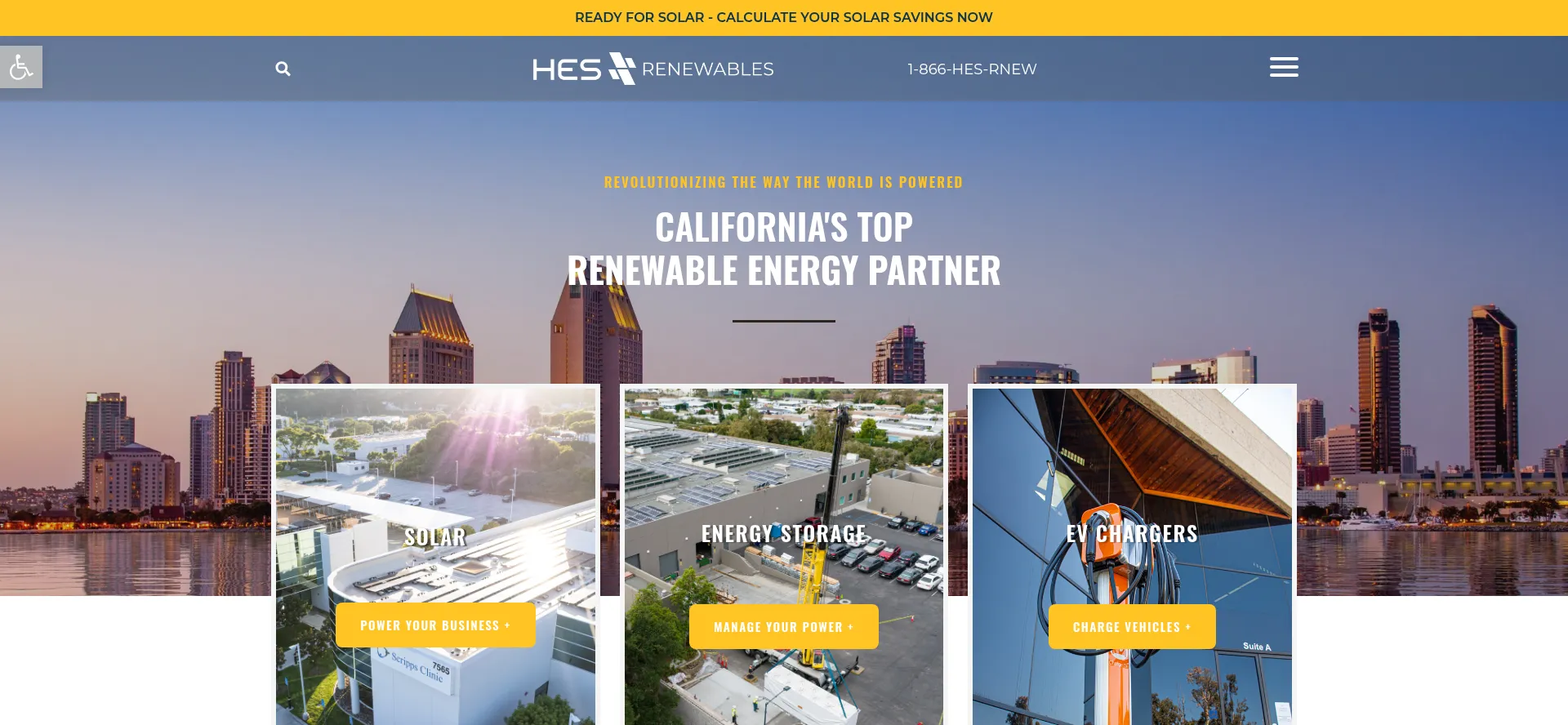 Screenshot of hesrenewables.com homepage