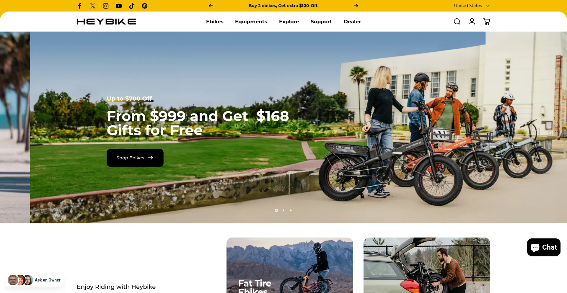 Screenshot of heybike.com homepage