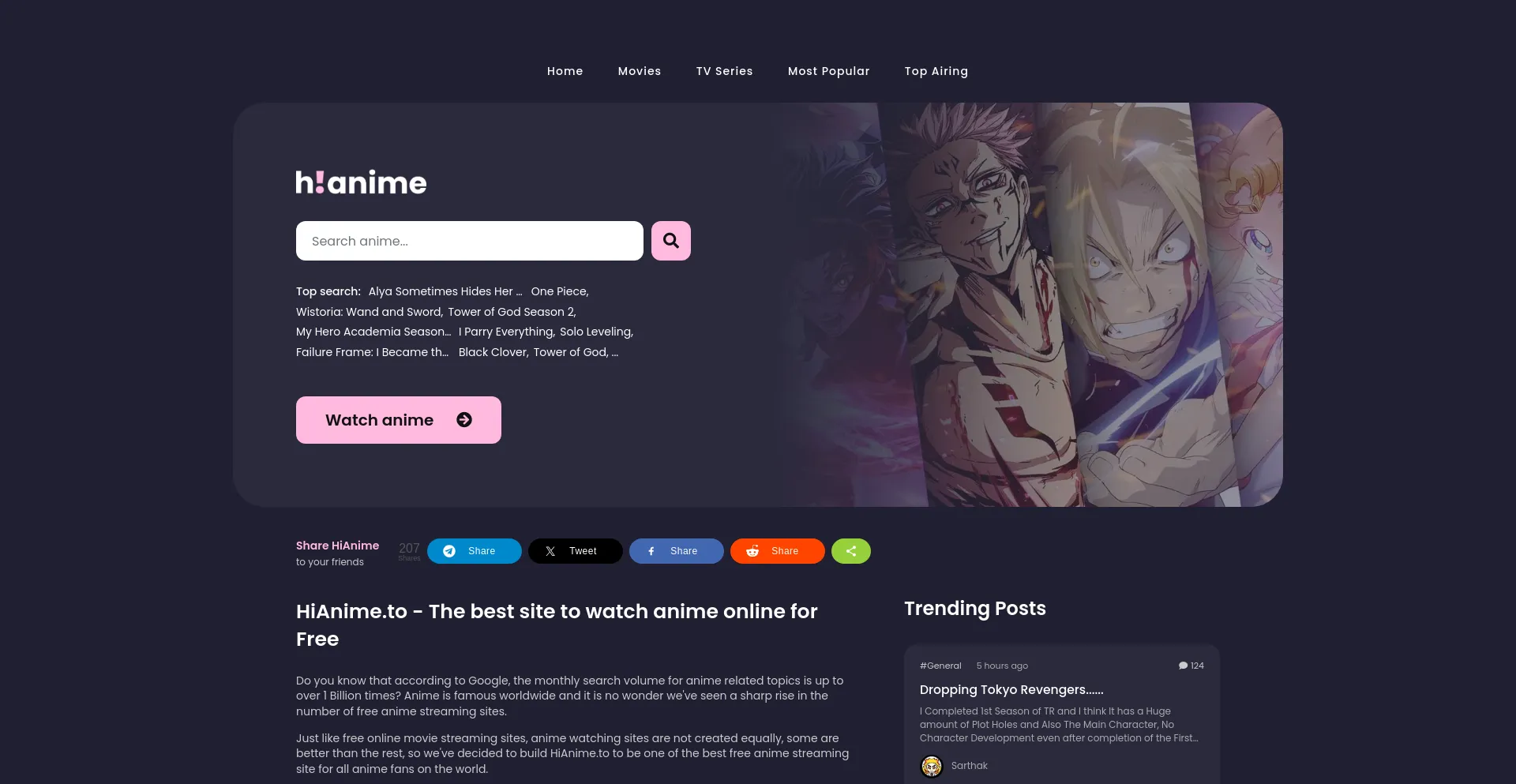 Screenshot of hianime.nz homepage