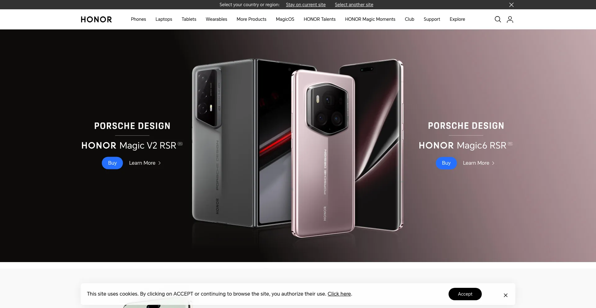 Screenshot of hihonor.com homepage