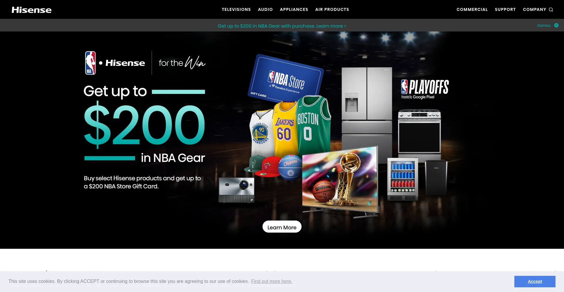 Screenshot of hisense.com homepage