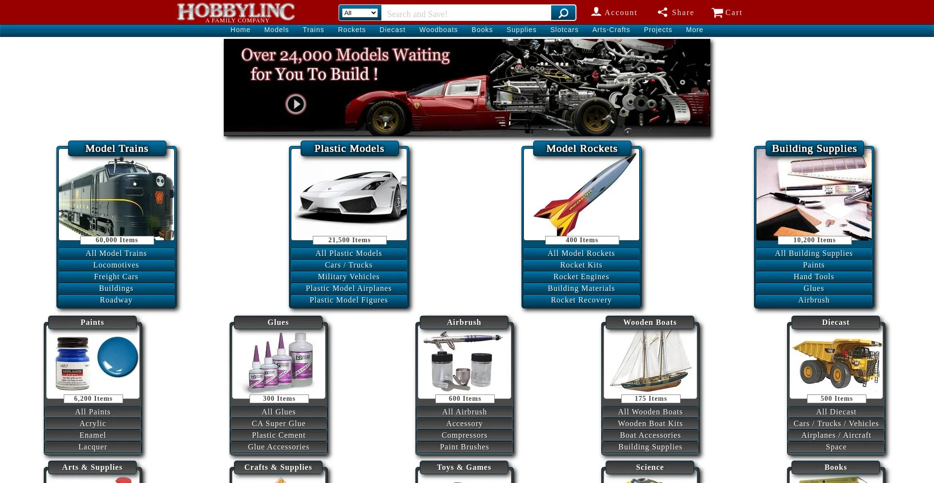 Screenshot of hobbylinc.com homepage