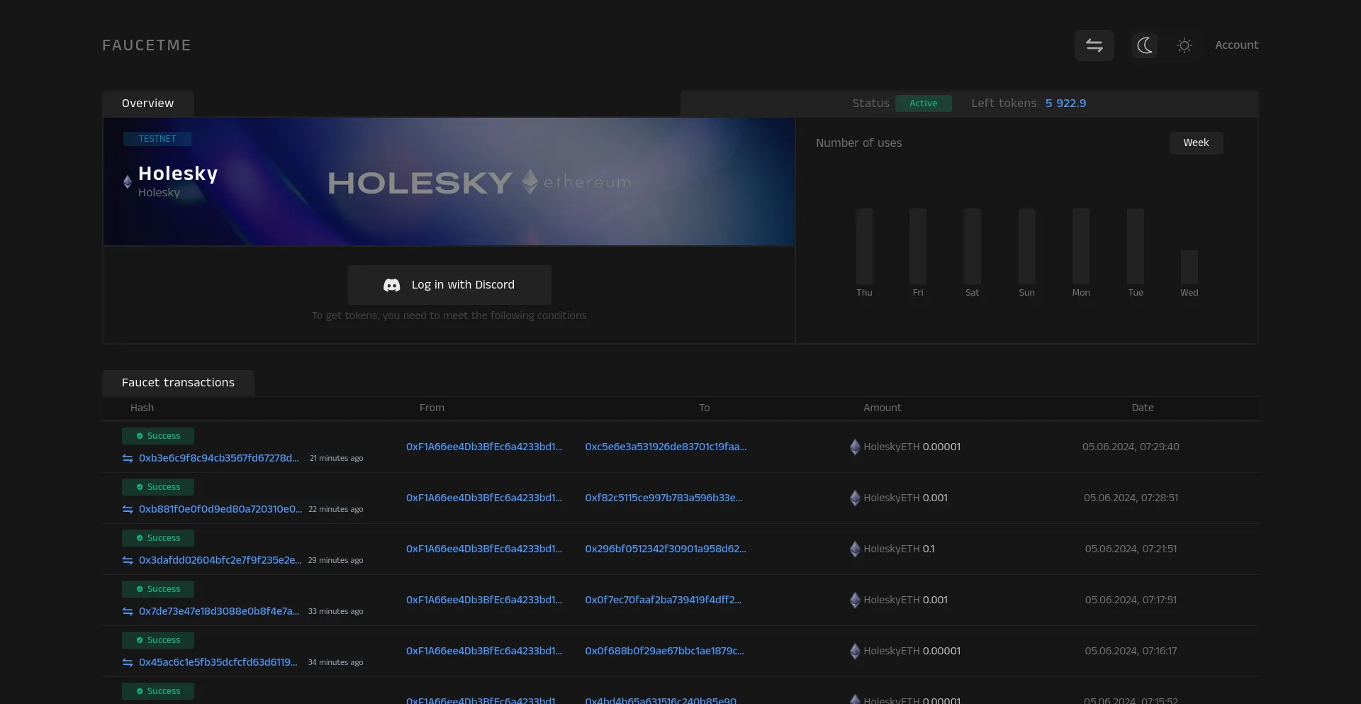 Screenshot of holesky.faucetme.pro homepage