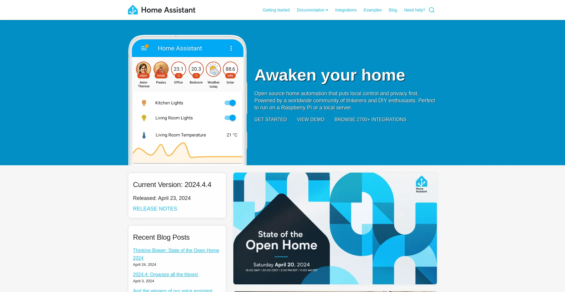 Screenshot of home-assistant.io homepage