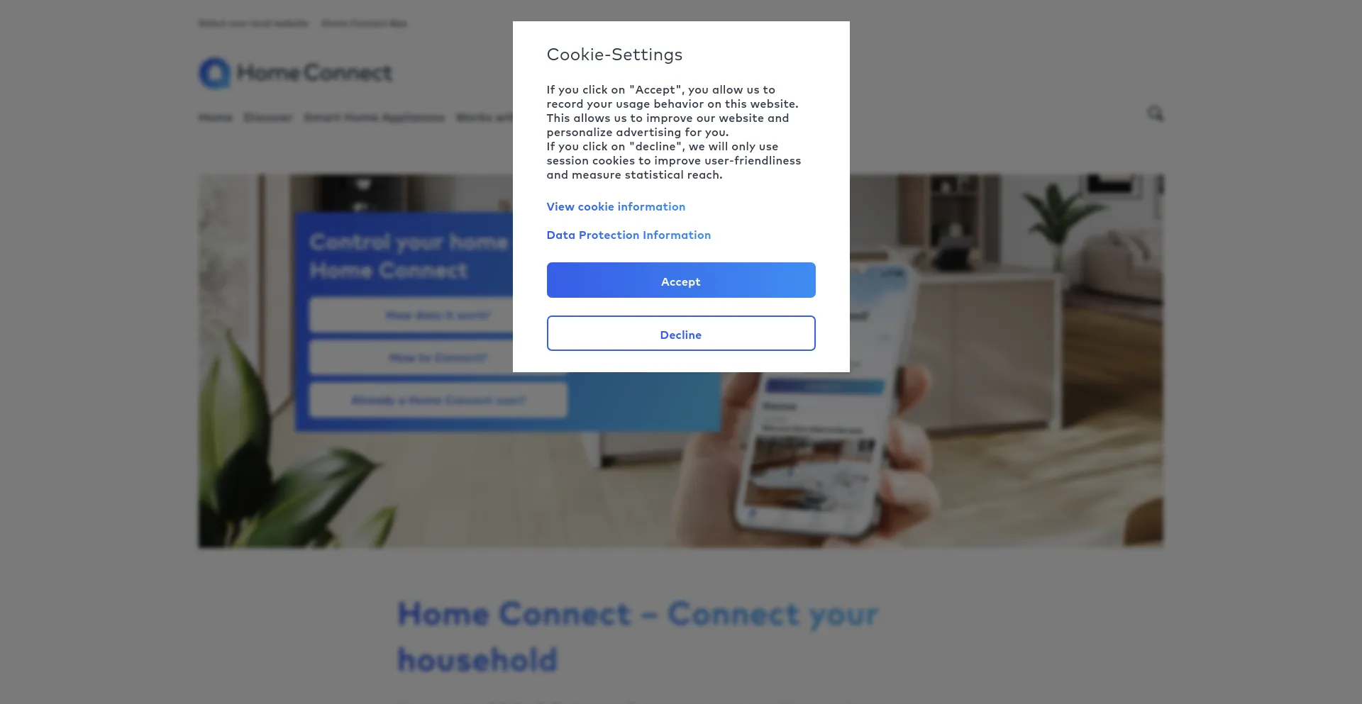 Screenshot of home-connect.com homepage