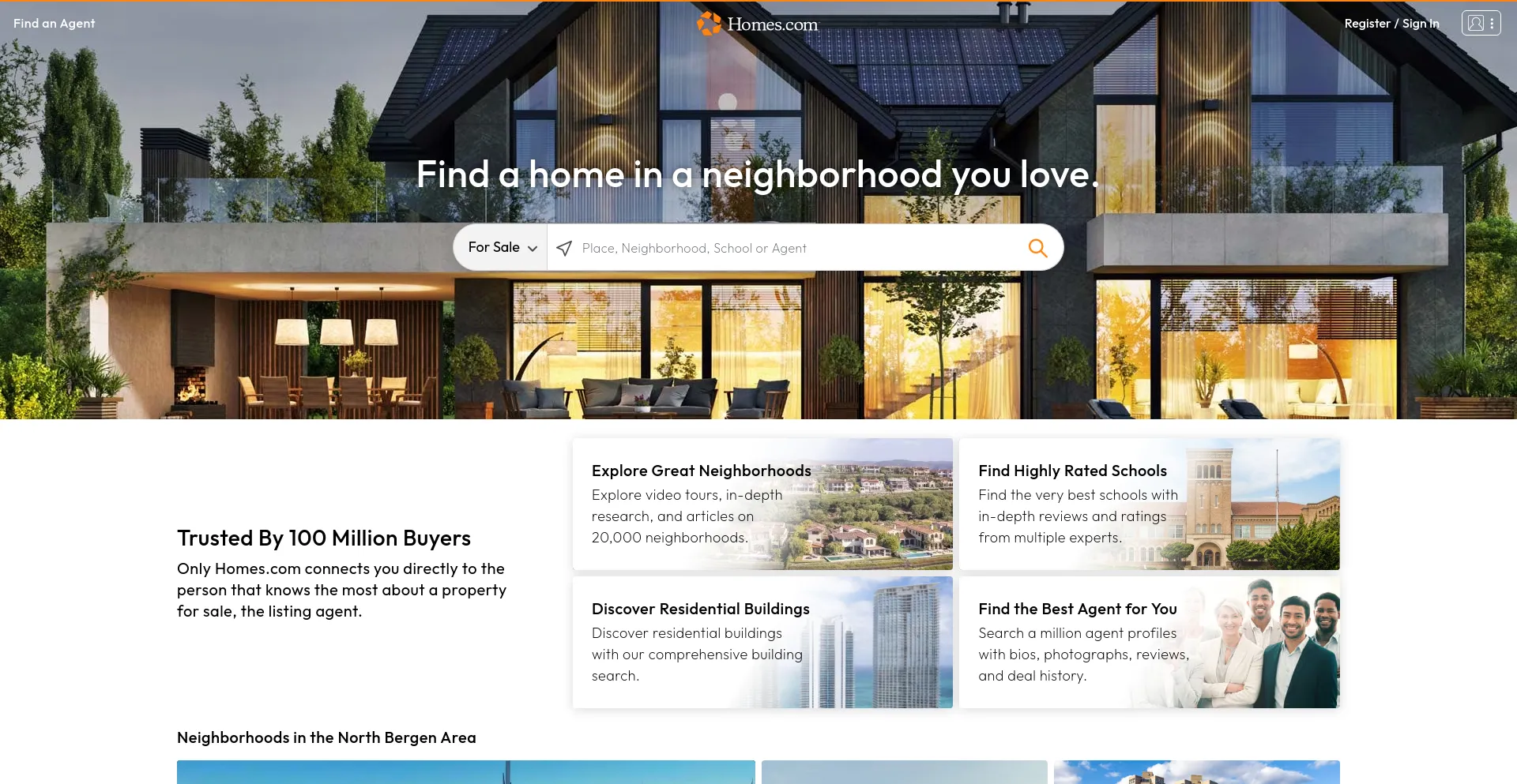 Screenshot of homes.com homepage