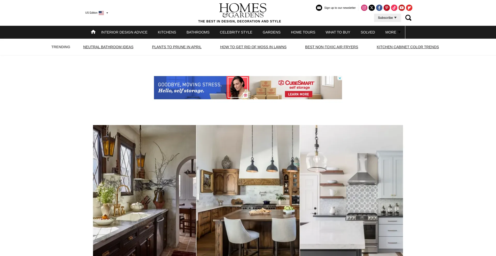 Screenshot of homesandgardens.com homepage