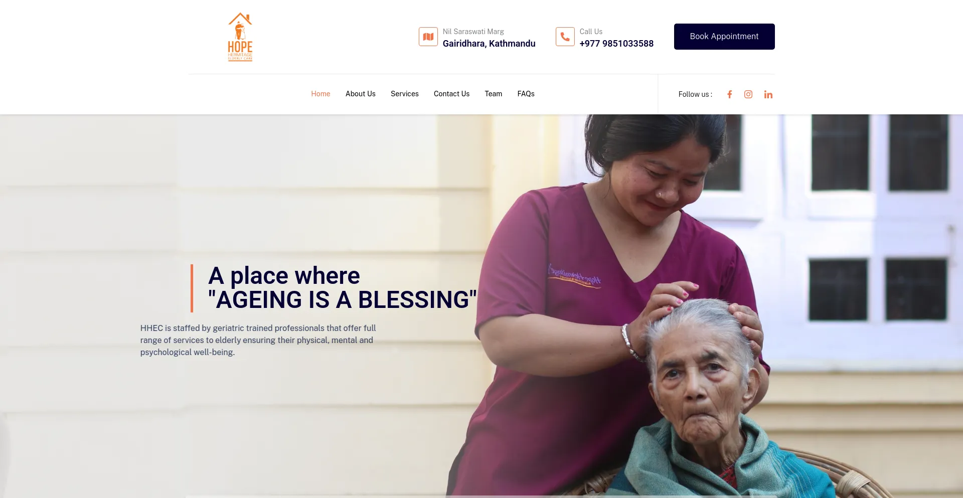 Screenshot of hopehermitage.org.np homepage