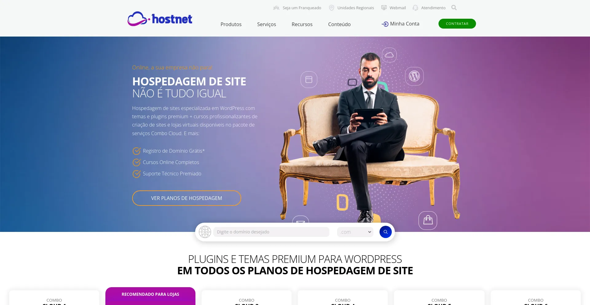 Screenshot of hostnet.com.br homepage