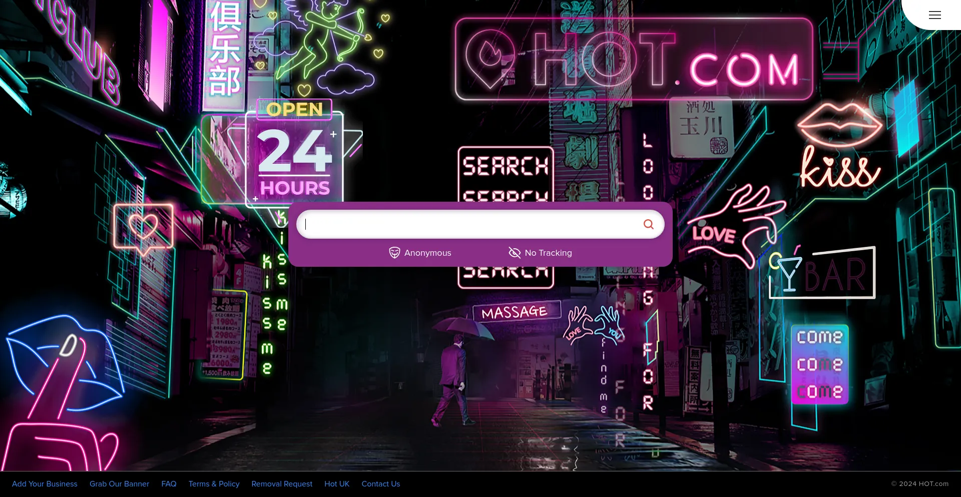 Screenshot of hot.com homepage