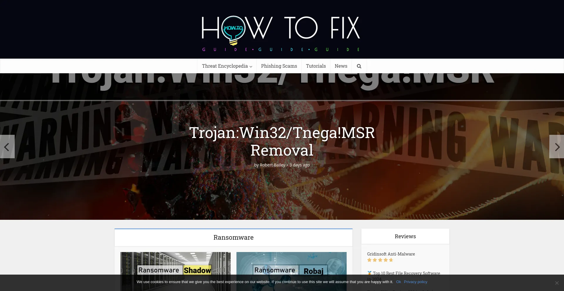 Screenshot of howtofix.guide homepage