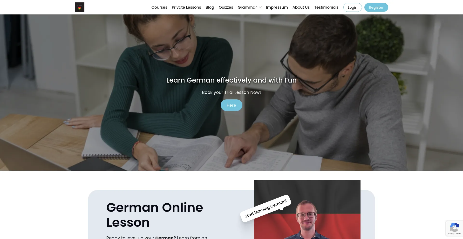 Screenshot of howtostudygerman.com homepage