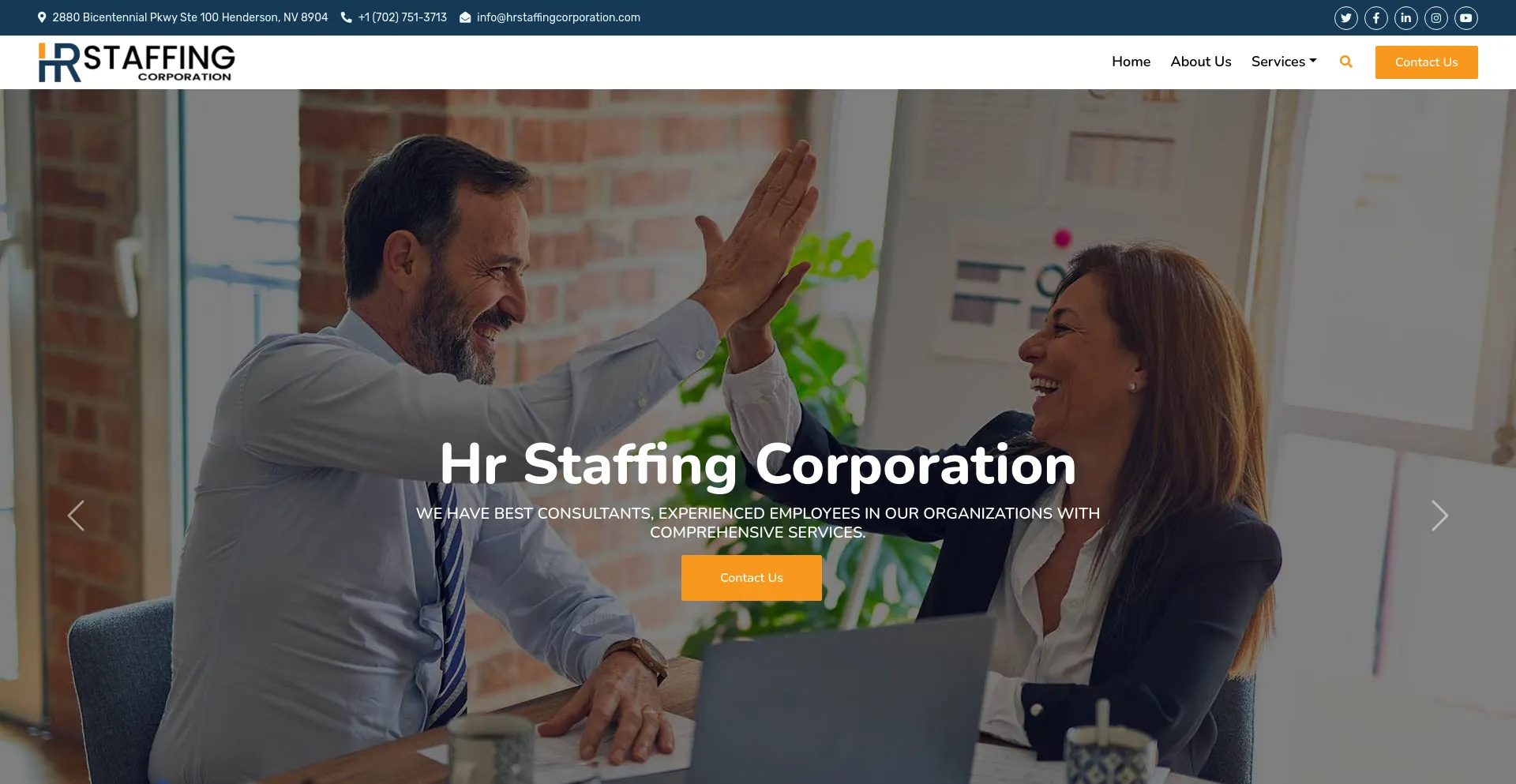 Screenshot of hrstaffingcorporation.com homepage