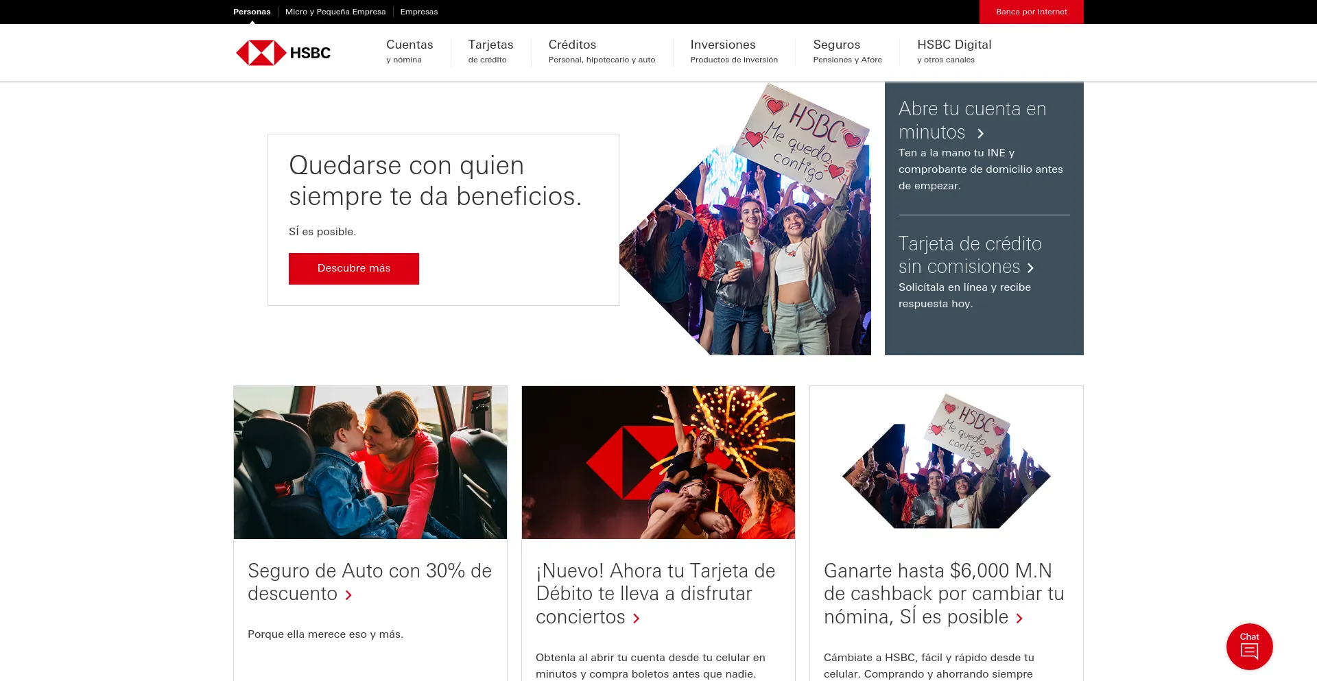 Screenshot of hsbc.com.mx homepage