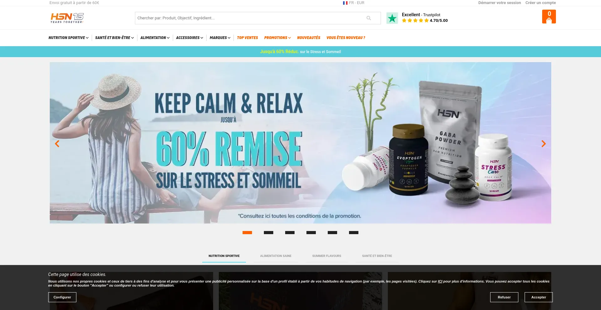 Screenshot of hsnstore.fr homepage