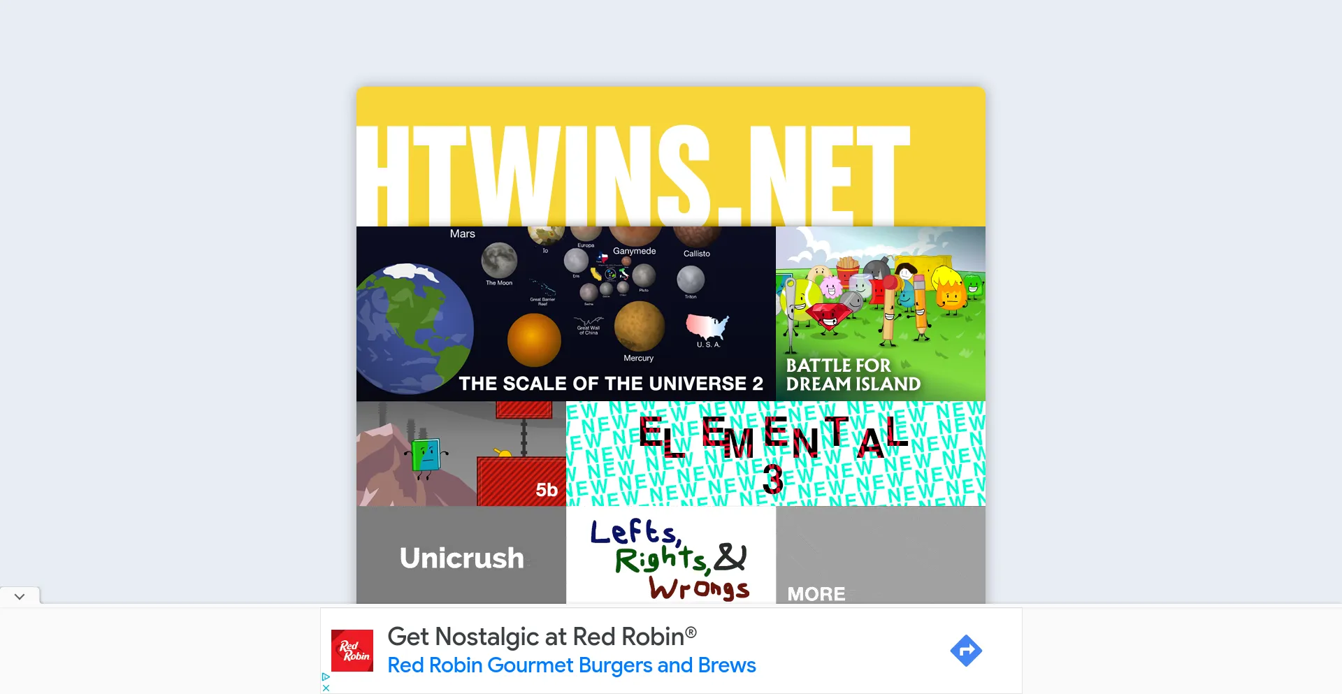 Screenshot of htwins.net homepage