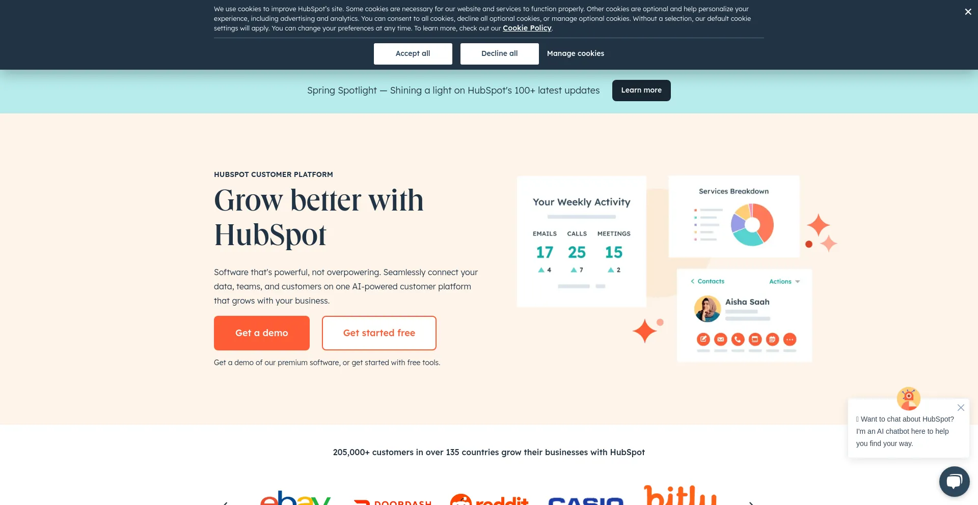 Screenshot of hubspot.net homepage