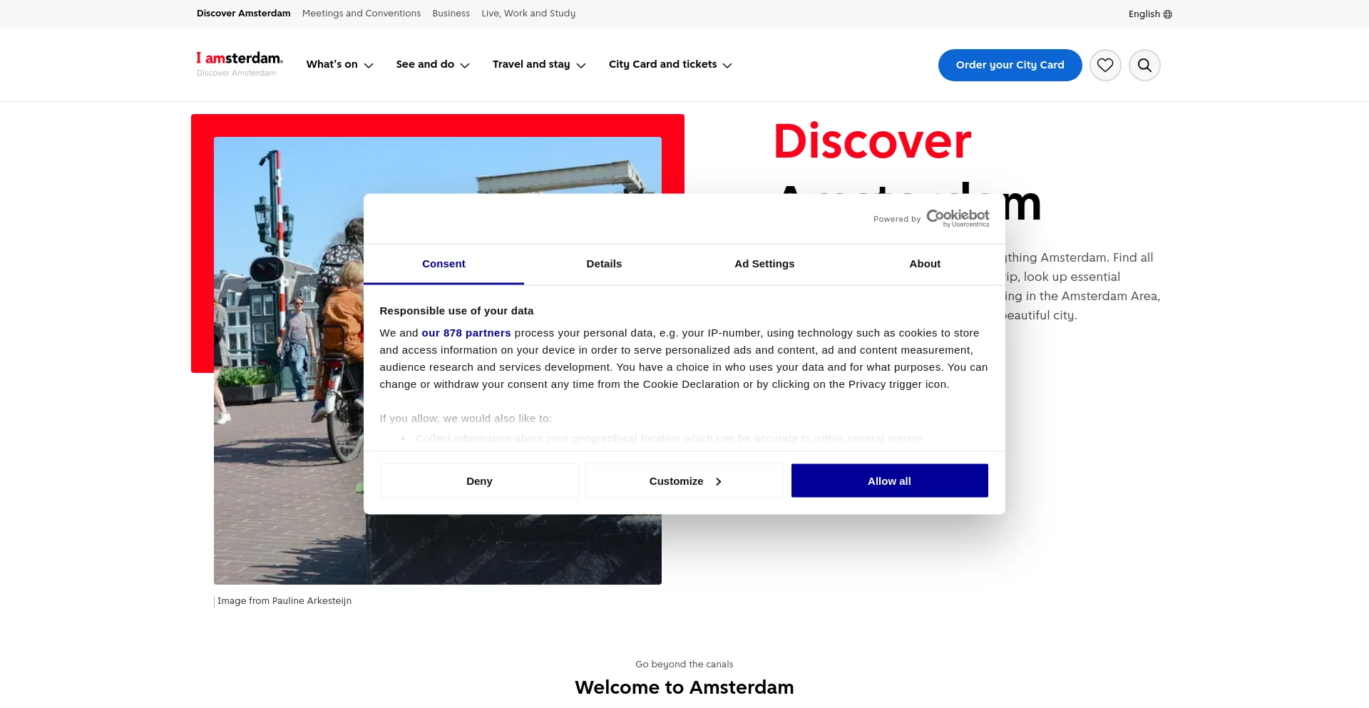 Screenshot of iamsterdam.com homepage