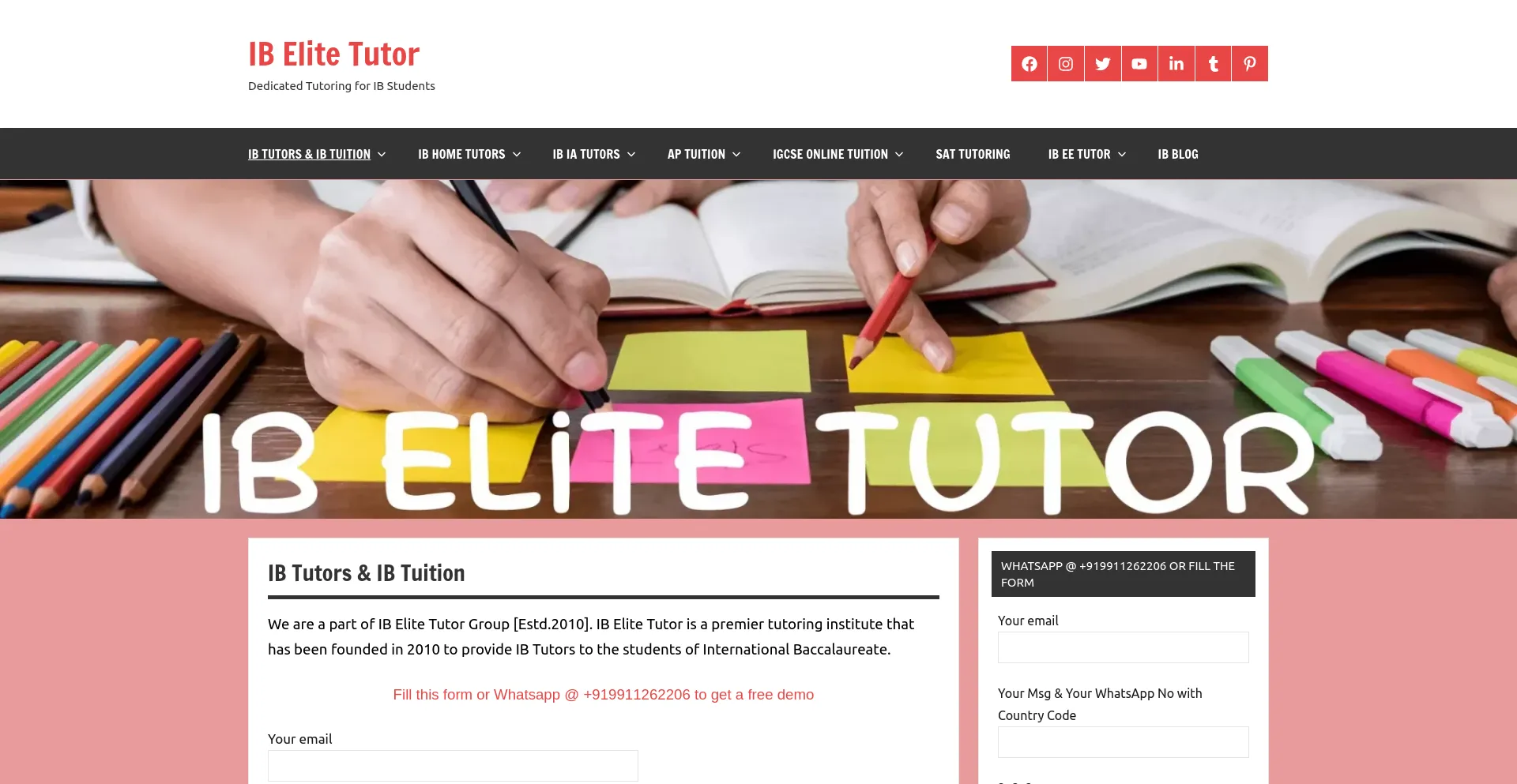 Screenshot of ibelitetutor.com homepage