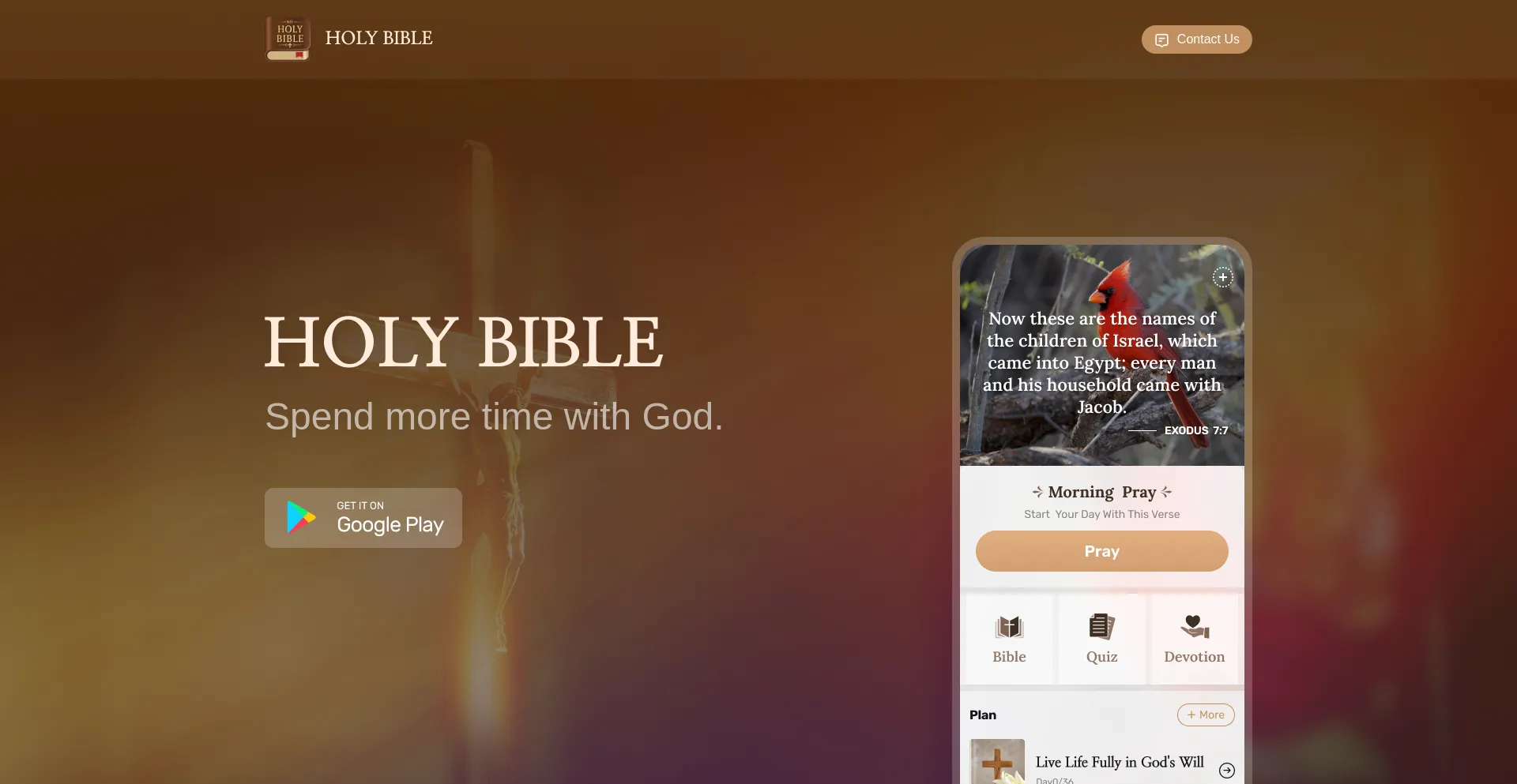 Screenshot of idailybible.com homepage