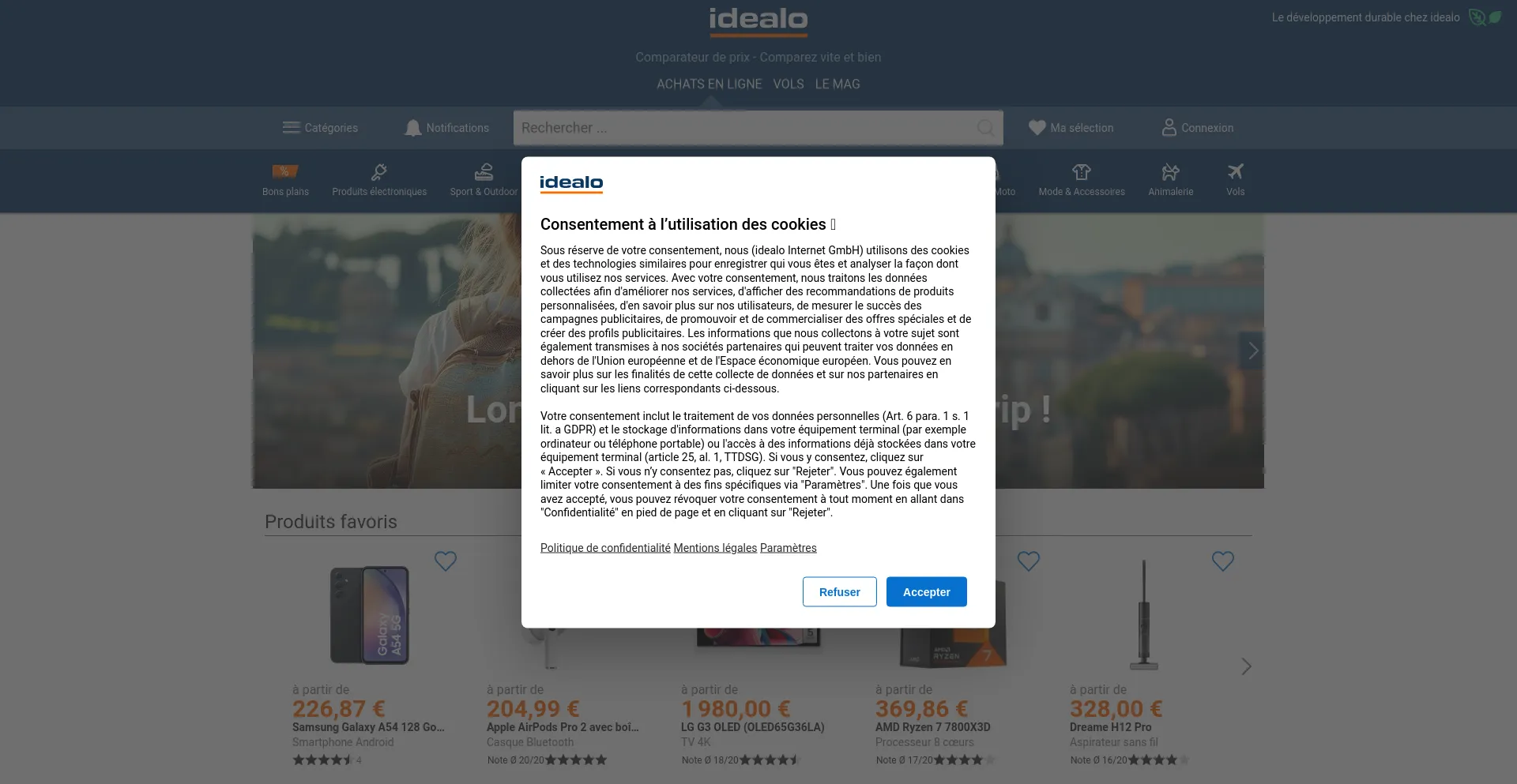 Screenshot of idealo.fr homepage