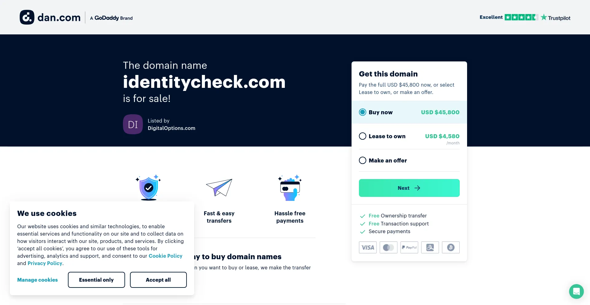 Screenshot of identitycheck.com homepage