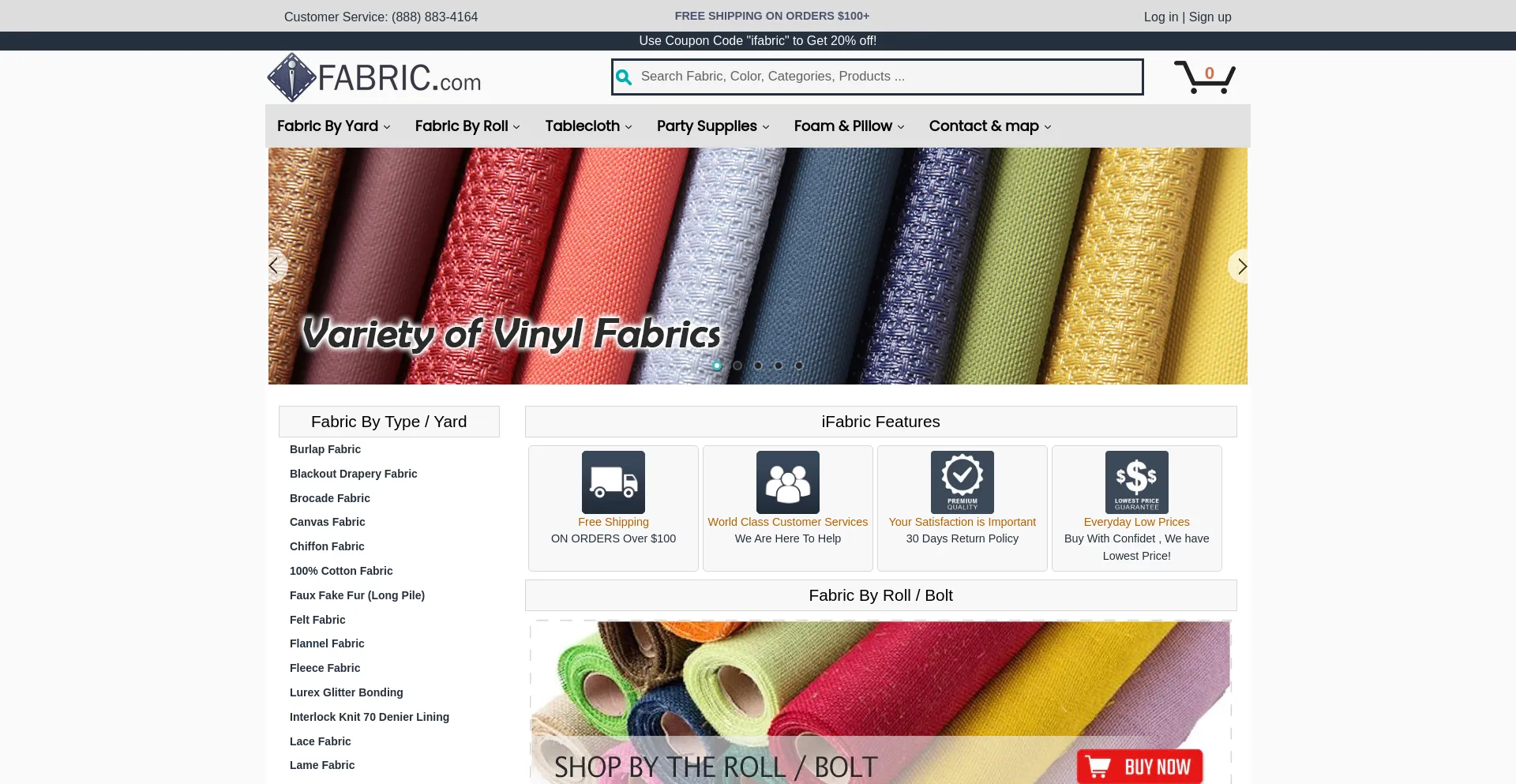 Screenshot of ifabric.com homepage