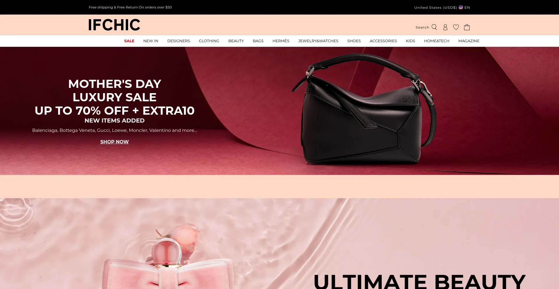 Screenshot of ifchic.com homepage