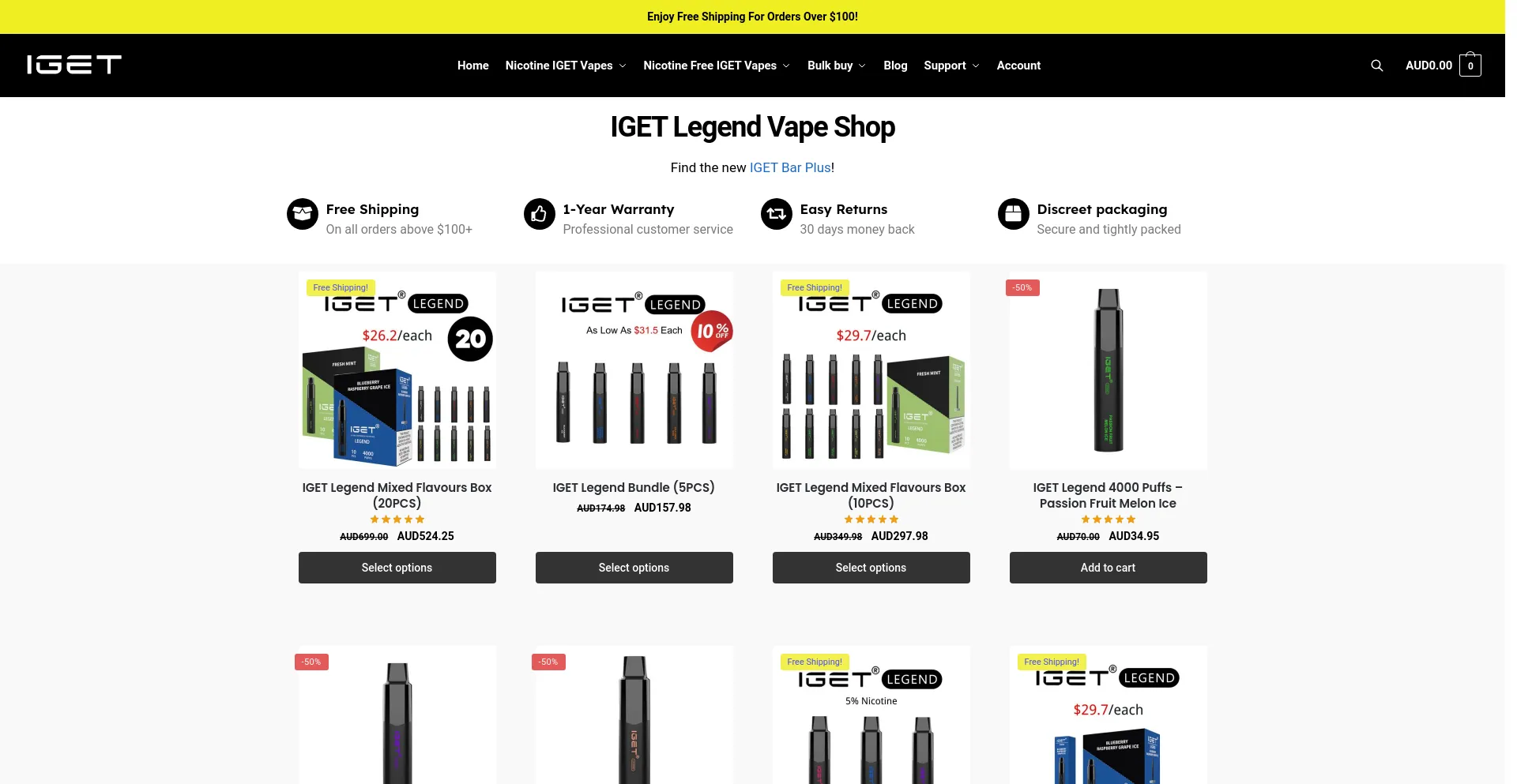 Screenshot of igetlegend.com homepage