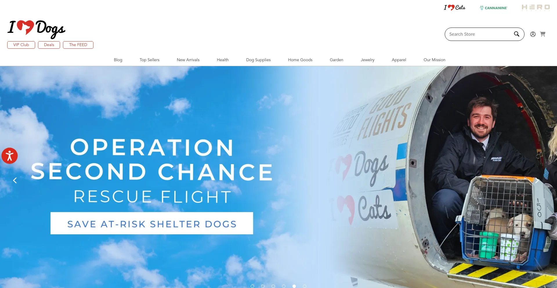 Screenshot of iheartdogs.com homepage