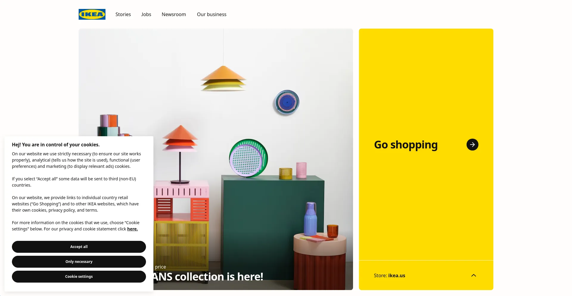 Screenshot of ikea.com homepage