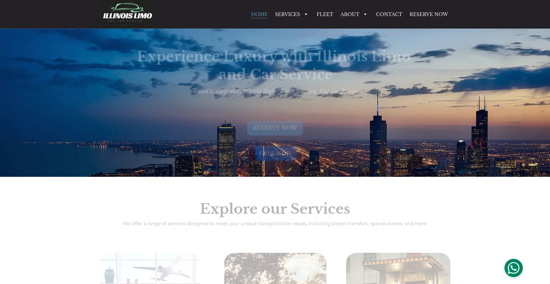 Screenshot of illinoislimocarservice.com homepage