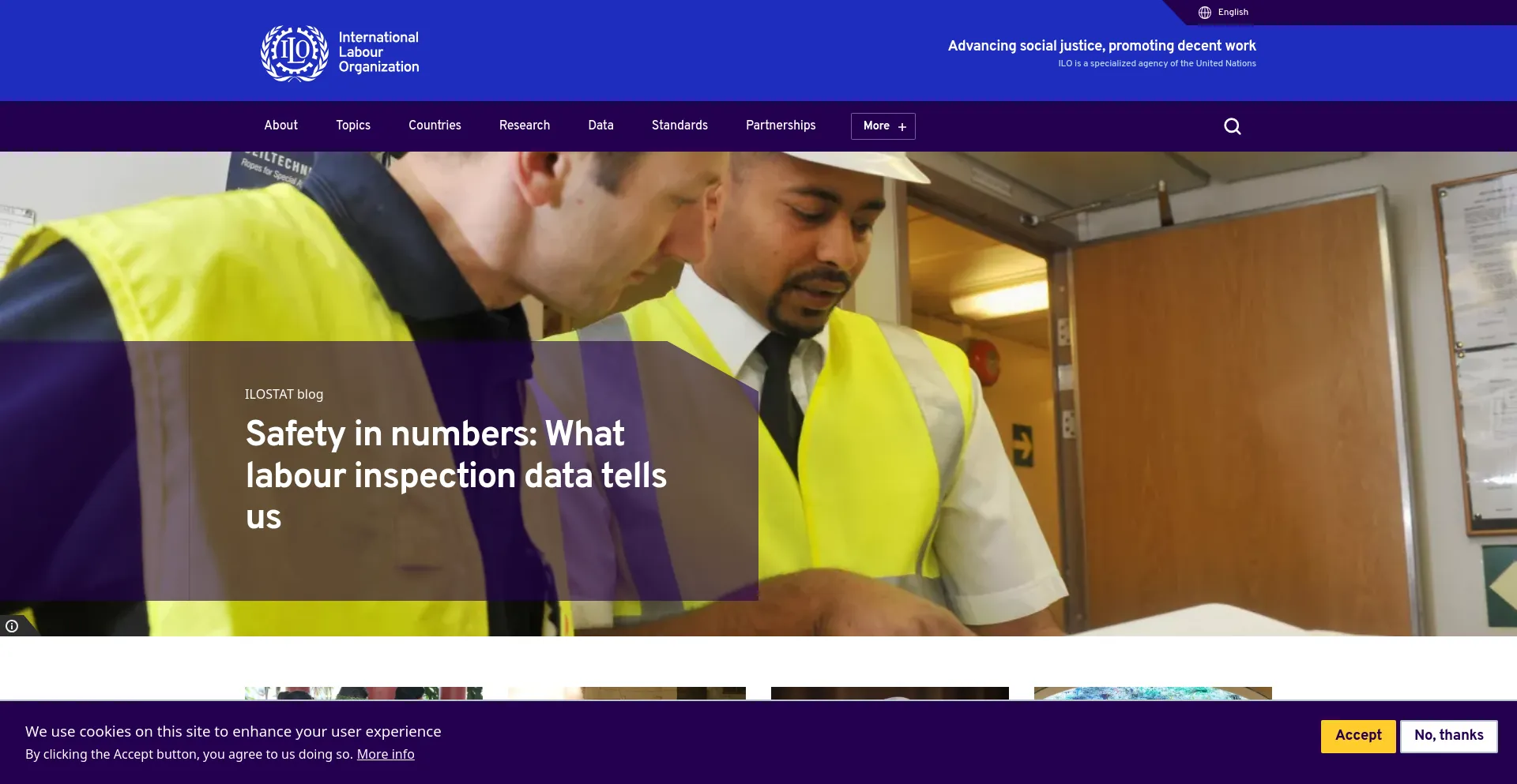 Screenshot of ilo.org homepage