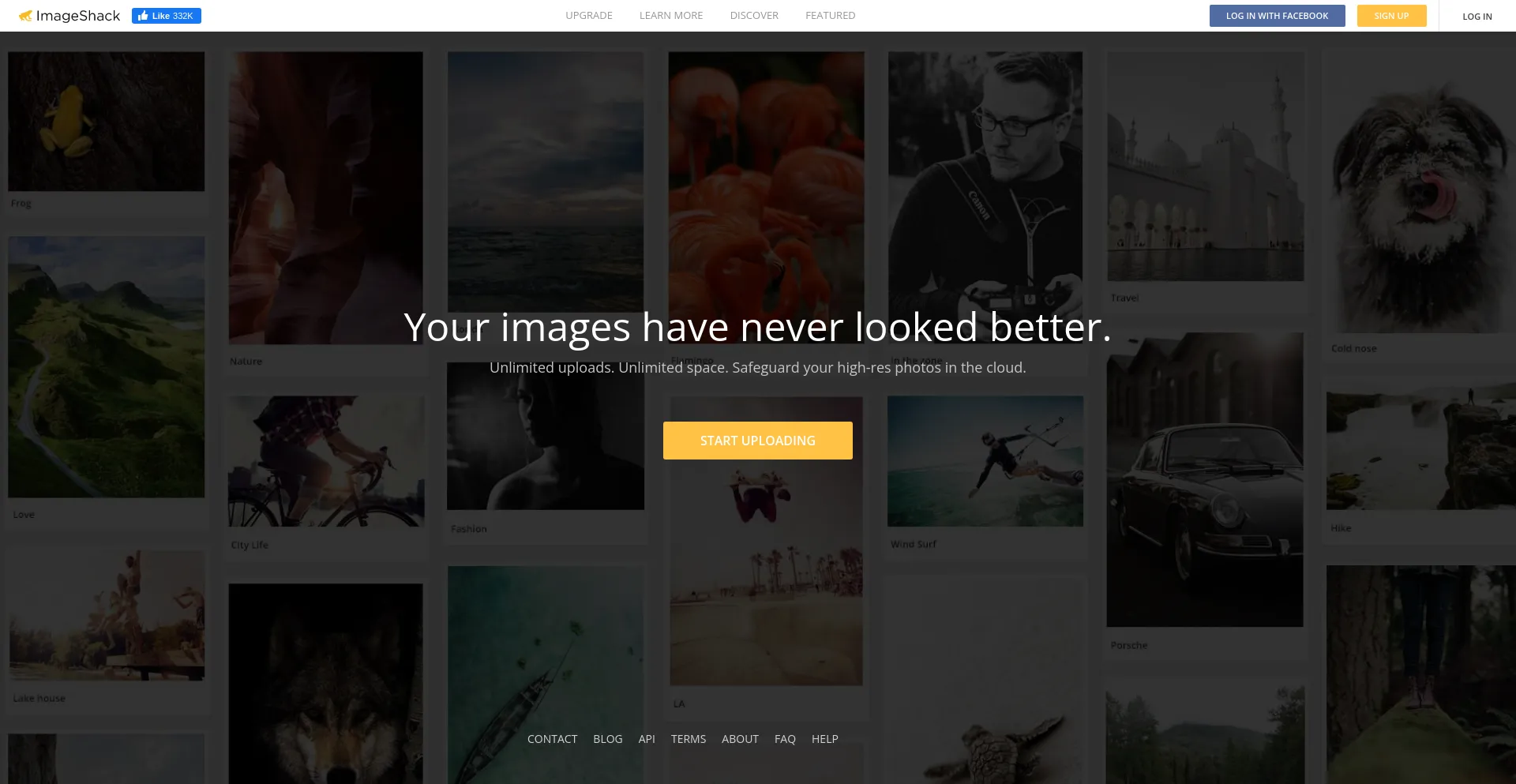 Screenshot of imageshack.com homepage