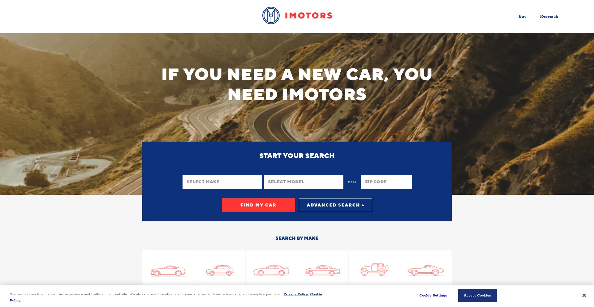 Screenshot of imotors.com homepage