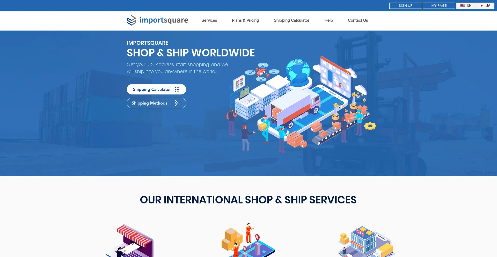 Screenshot of importsquare.com homepage