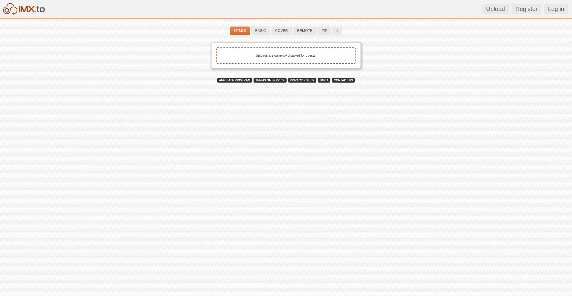 Screenshot of imx.to homepage