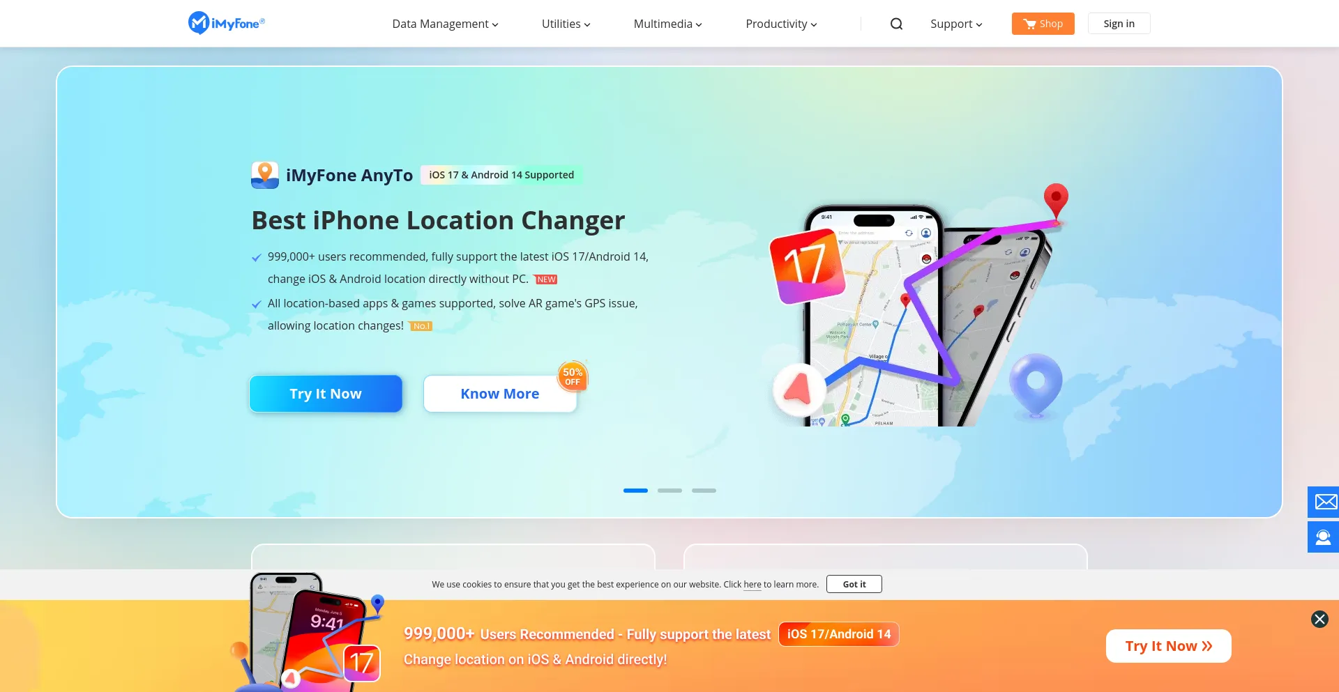 Screenshot of imyfone.com homepage