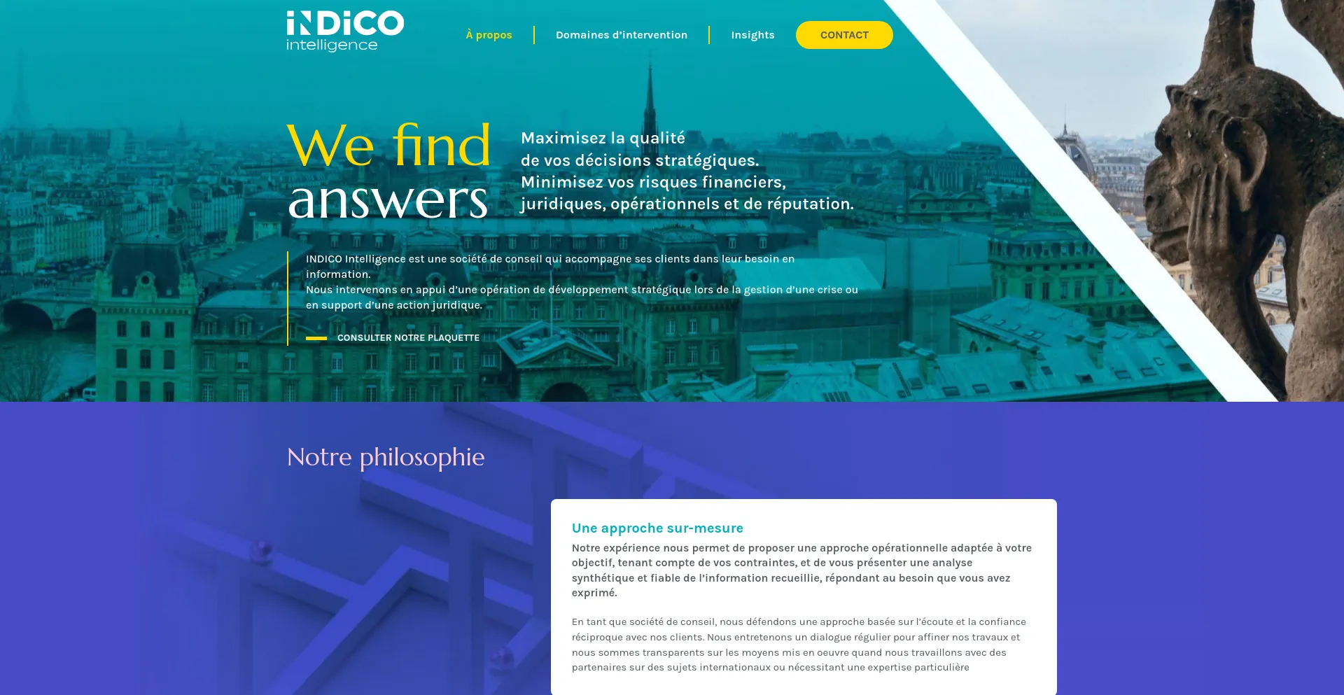 Screenshot of indico-intelligence.com homepage