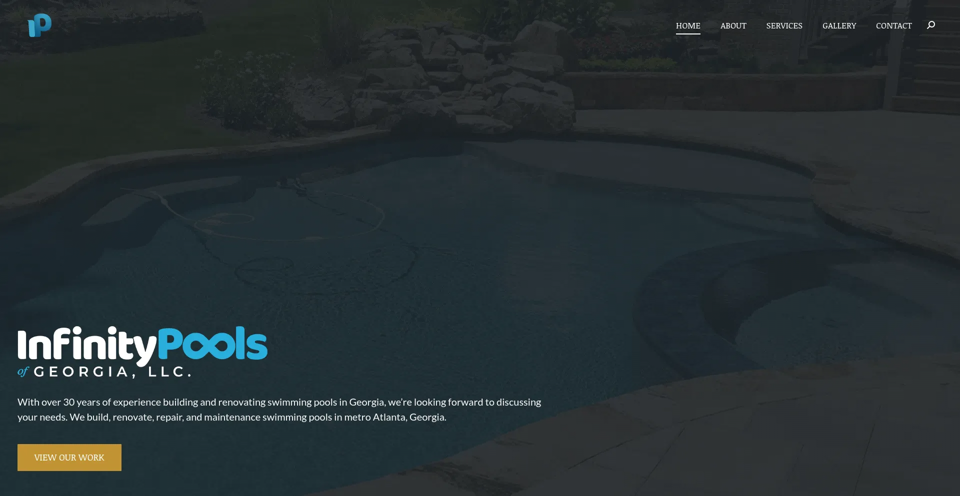 Screenshot of infinitypoolsofga.com homepage