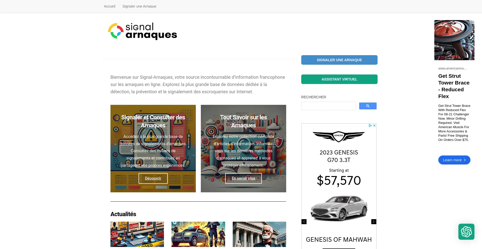 Screenshot of info.signal-arnaques.com homepage