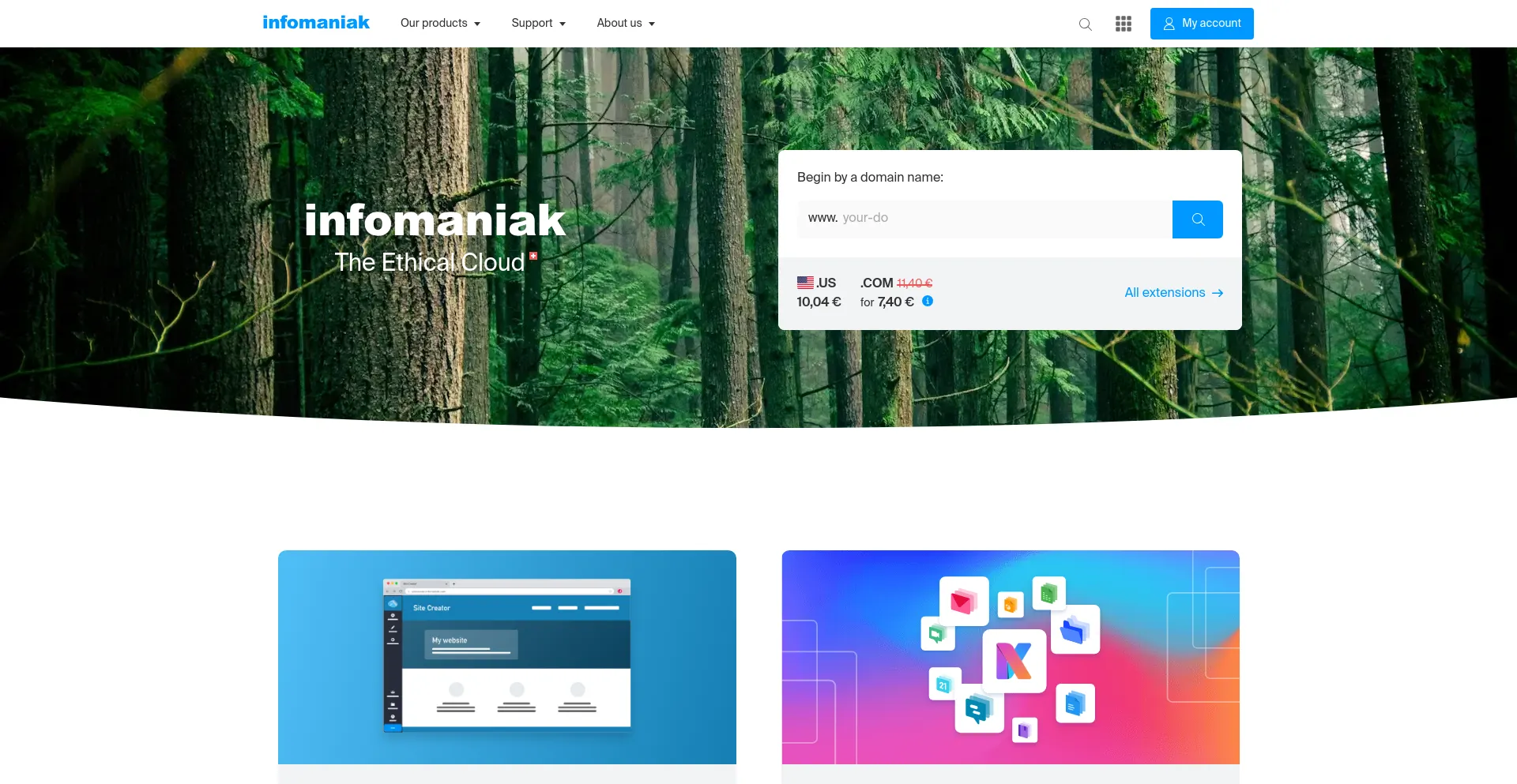 Screenshot of infomaniak.ch homepage