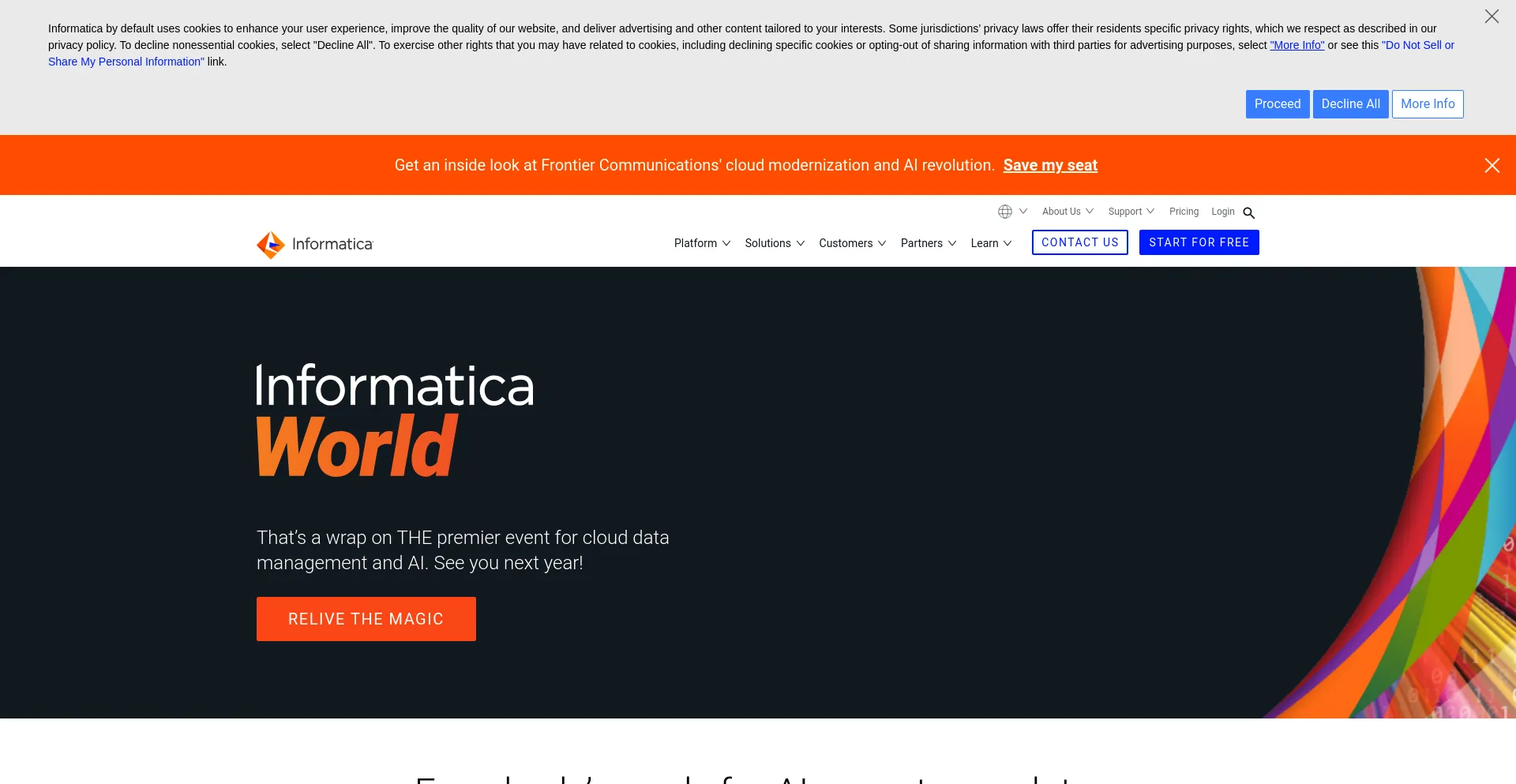 Screenshot of informatica.com homepage